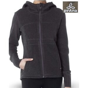 prAna Sweater Drea Full Zip Fleece Long Sleeve Hooded Womens Extra Small Gray